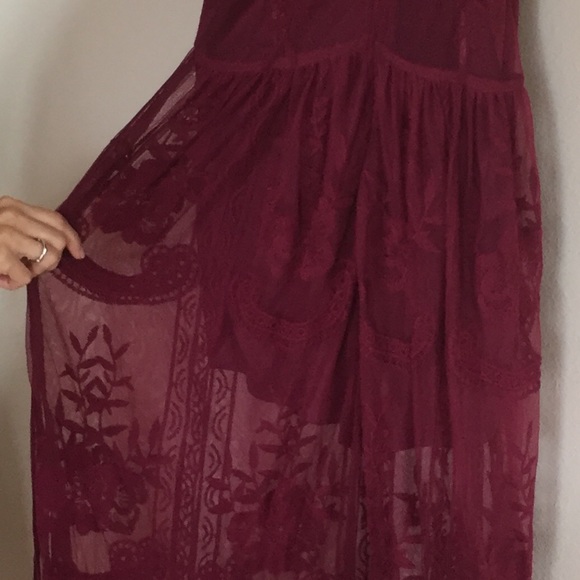 Deep Red Romper / Maxi Dress - Picture 3 of 6